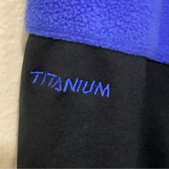 COLUMBIA Titanium Full Zip Fleece Women Medium Blue Black Zip Pocket Thumb Hole. - Picture 6 of 12